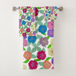 Juego de toallas de baño con flores de geranio
