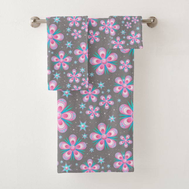 juego de toallas de baño con flores y estrellas (In situ)