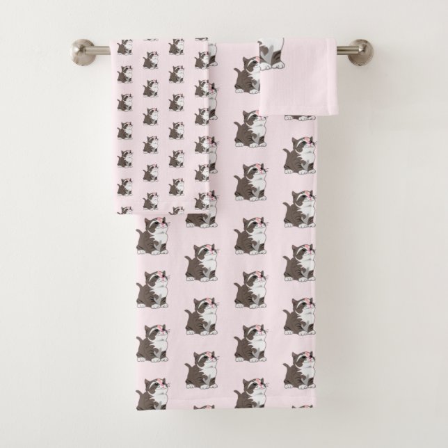 Juego de toallas de baño con gatitos lindos (In situ)