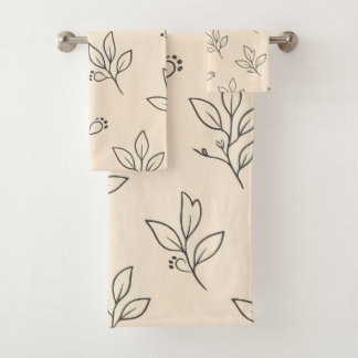 Juego de toallas de baño con hoja beige