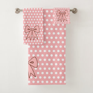 Juego de toallas de baño con lazo rosa retro