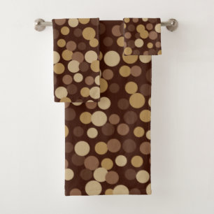 Juego de toallas de baño con lunares marrones retr