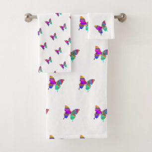 Juego de toallas de baño con mariposas Rainbow