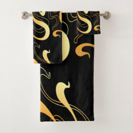 Juego de toallas de baño con patrón amarillo