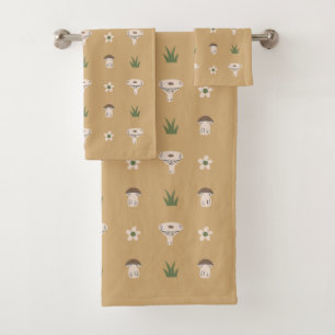 Juego de toallas de baño con patrón de hongo