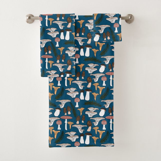 Juego de toallas de baño con patrón de hongos hong (In situ)