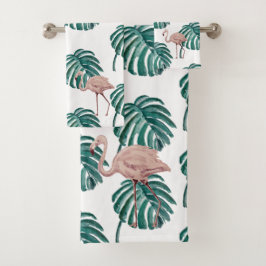 Juego de toallas de baño con pintura rosada tropic