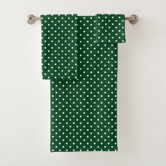 Juego de toallas de baño con puntos de polka verde (In situ)