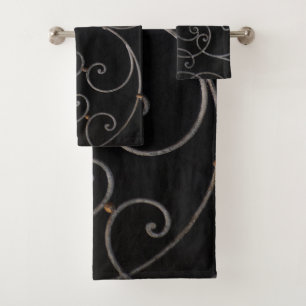 Juego de toallas de baño con remolinos negro/plate