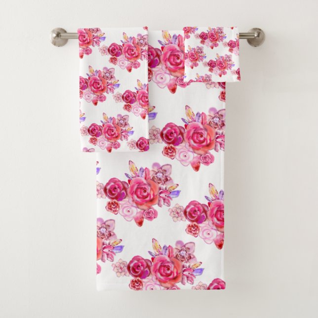 Juego de toallas de baño con rosas (In situ)