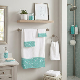 juego de toallas de baño con símbolos musicales