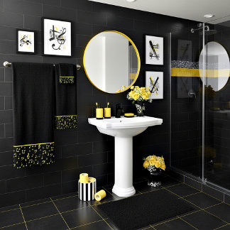 juego de toallas de baño con símbolos musicales