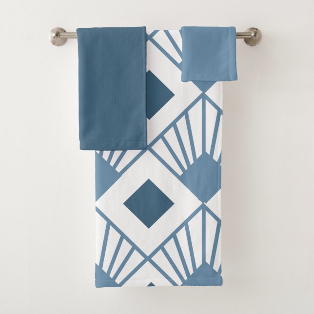 Juego de toallas de baño con ventiladores Art Deco (In situ)