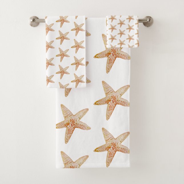 Juego de toallas de baño costero con pintura de pe (In situ)