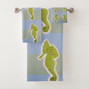 Juego de toallas de baño Cute Seahorse Art