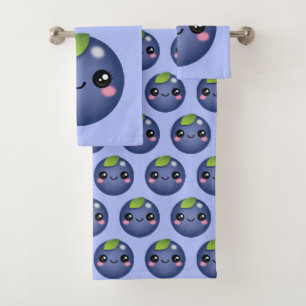 Juego de toallas de baño de arándano azul de Kawai