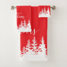 Juego de toallas de baño de árboles de Navidad roj