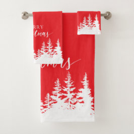 Juego de toallas de baño de árboles de Navidad roj