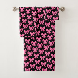 Juego de toallas de baño de arco rosado negro