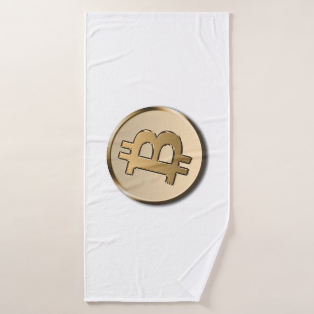 Juego de toallas de baño de Bitcoin dorado (Toalla de baño)