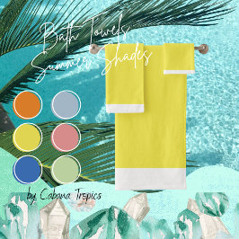 Juego de toallas de baño de borde amarillo y blanc