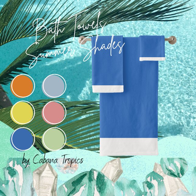 Juego de toallas de baño de borde azul y blanco co (Subido por el creador)