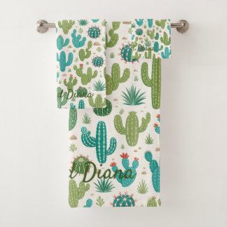 Juego de toallas de baño de cactus