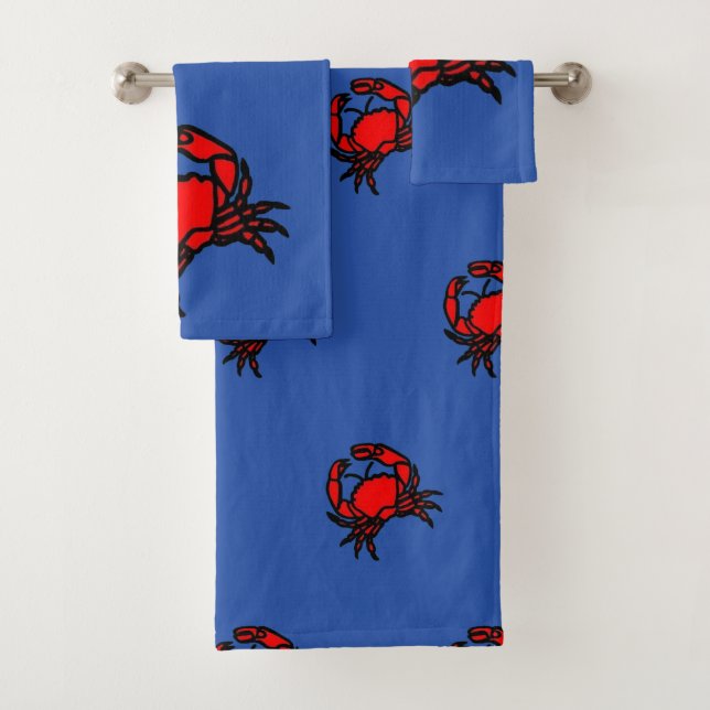 Juego de toallas de baño de cangrejo rojo (In situ)