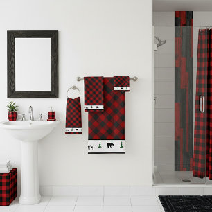 juego de toallas de baño de cuadros de búfalo del