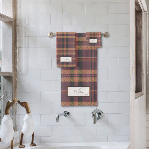 Juego de toallas de baño de cuadros modernos con h