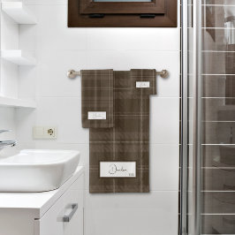 Juego de toallas de baño de cuadros modernos marró