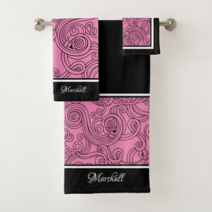 Juego de toallas de baño de diseño de rizos rosa n