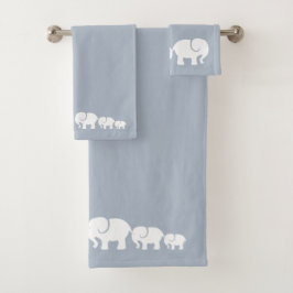 Juego de toallas de baño de elefante gris y blanco
