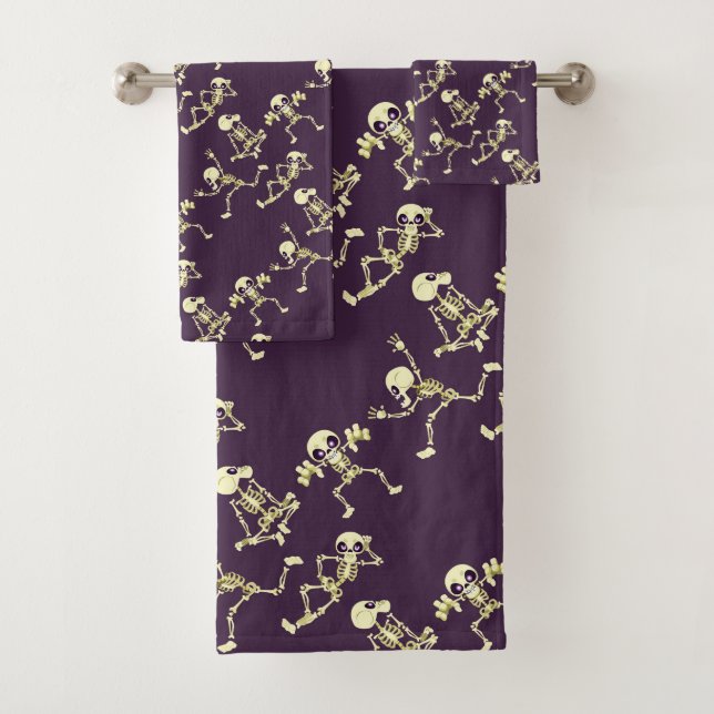 Juego de toallas de baño de esqueleto para Hallowe (In situ)