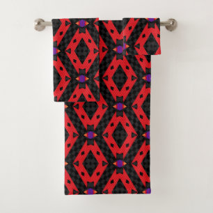 Juego de toallas de baño de estilo africano rojo