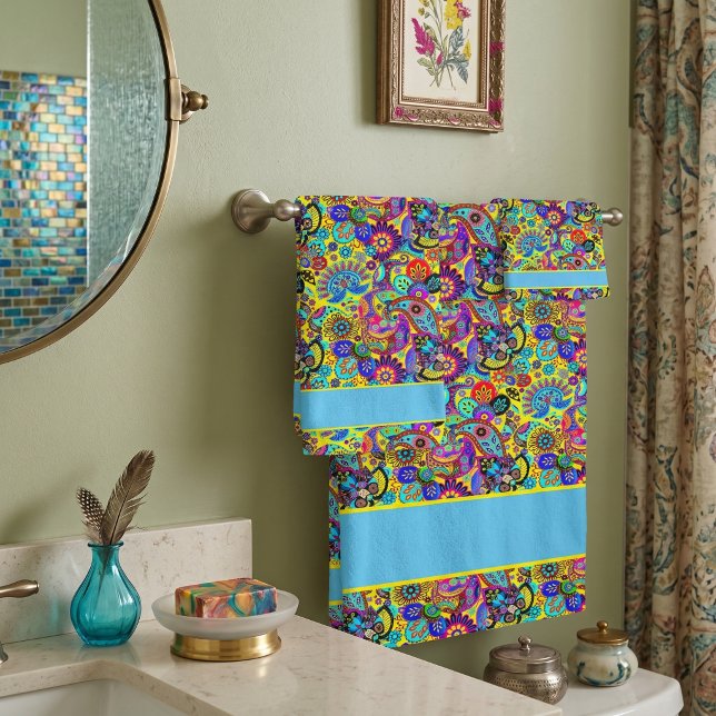 Juego de toallas de baño de flores brillantes de c (Subido por el creador)