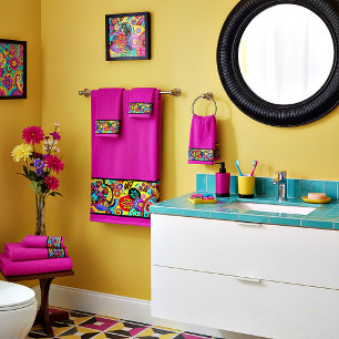 Juego de toallas de baño de flores brillantes de p