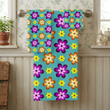 Juego de toallas de baño de flores retro coloridas