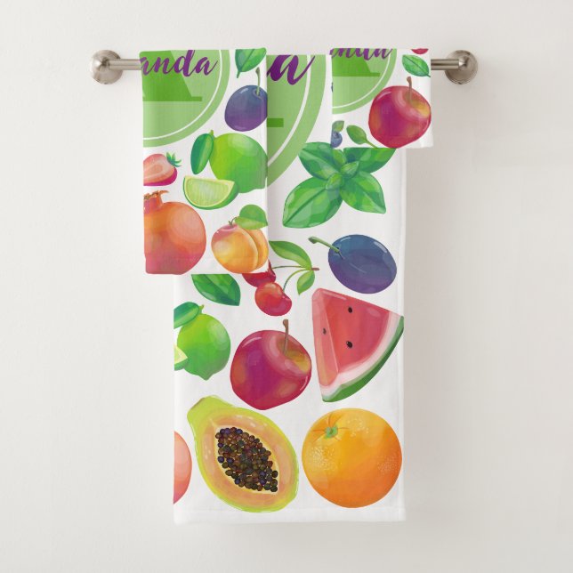 Juego de toallas de baño de frutas alegres (In situ)