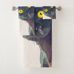 Juego de toallas de baño de gato con peinado