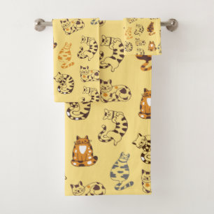 Juego de toallas de baño de gatos relajándose