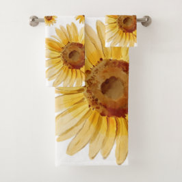 Juego de toallas de baño de girasoles acuarela rús