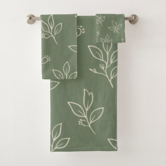 Juego de toallas de baño de hoja verde salvia