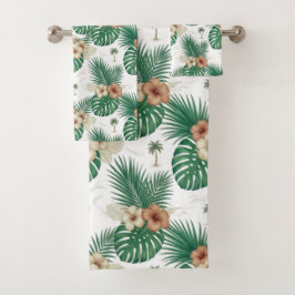 Juego de toallas de baño de hojas tropicales de ve
