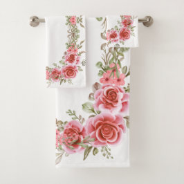 Juego de toallas de baño de jardín de rosas románt