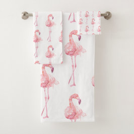 Juego de toallas de baño de la serie Flamingo Tier