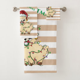 Juego de toallas de baño de Llama de Navidad