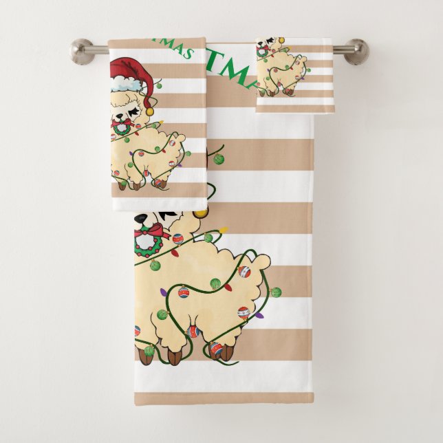 Juego de toallas de baño de Llama de Navidad (In situ)