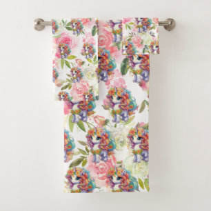 Juego de toallas de baño de lujo Mímate con flor