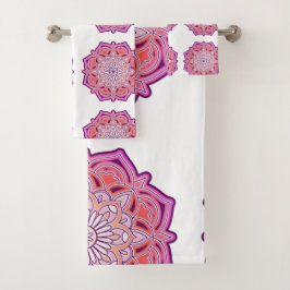 juego de toallas de baño de Mandala rosa lindo